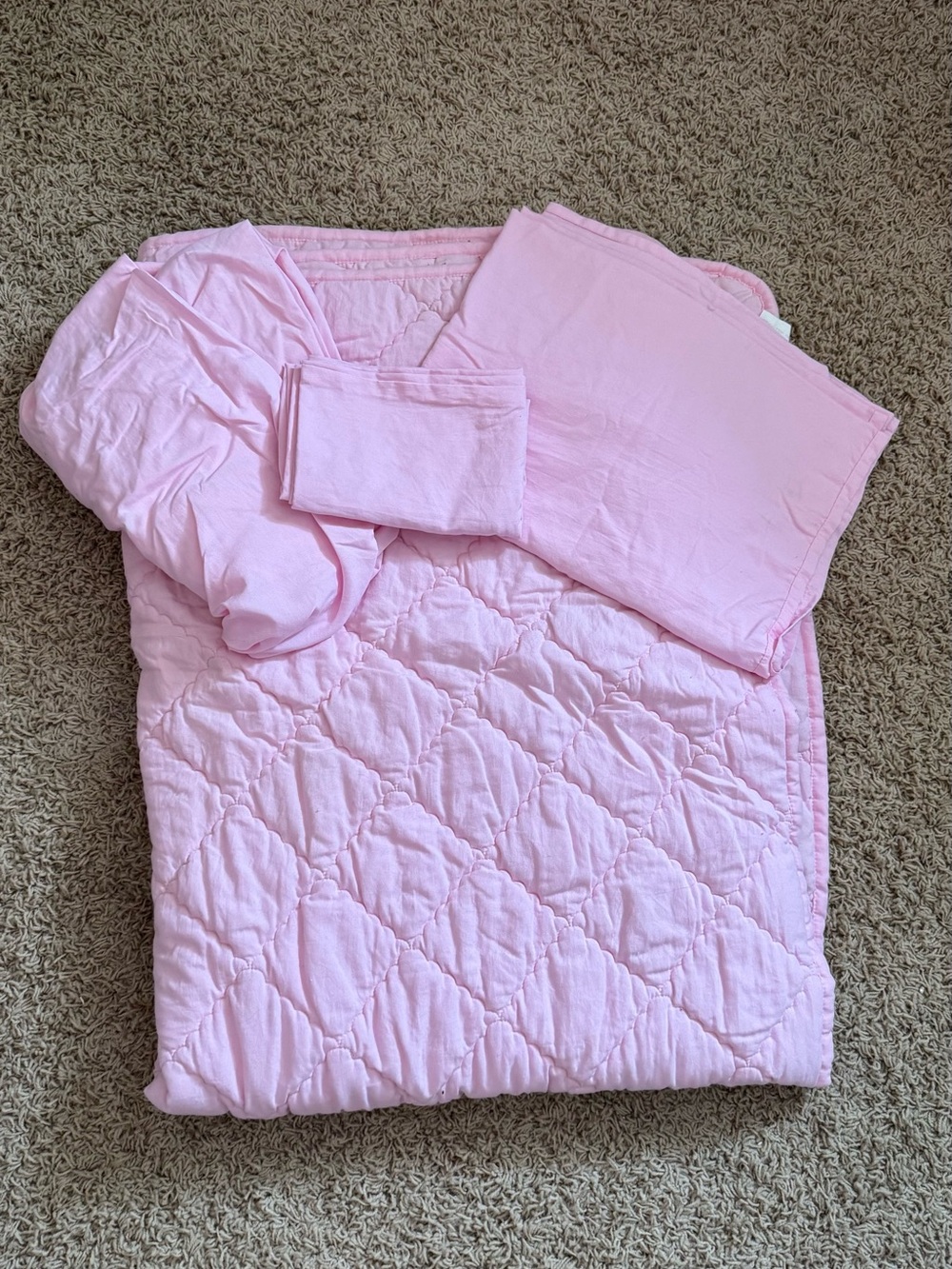 Light Pink Kids Pajama Set - Soft Quilted Sleepwear